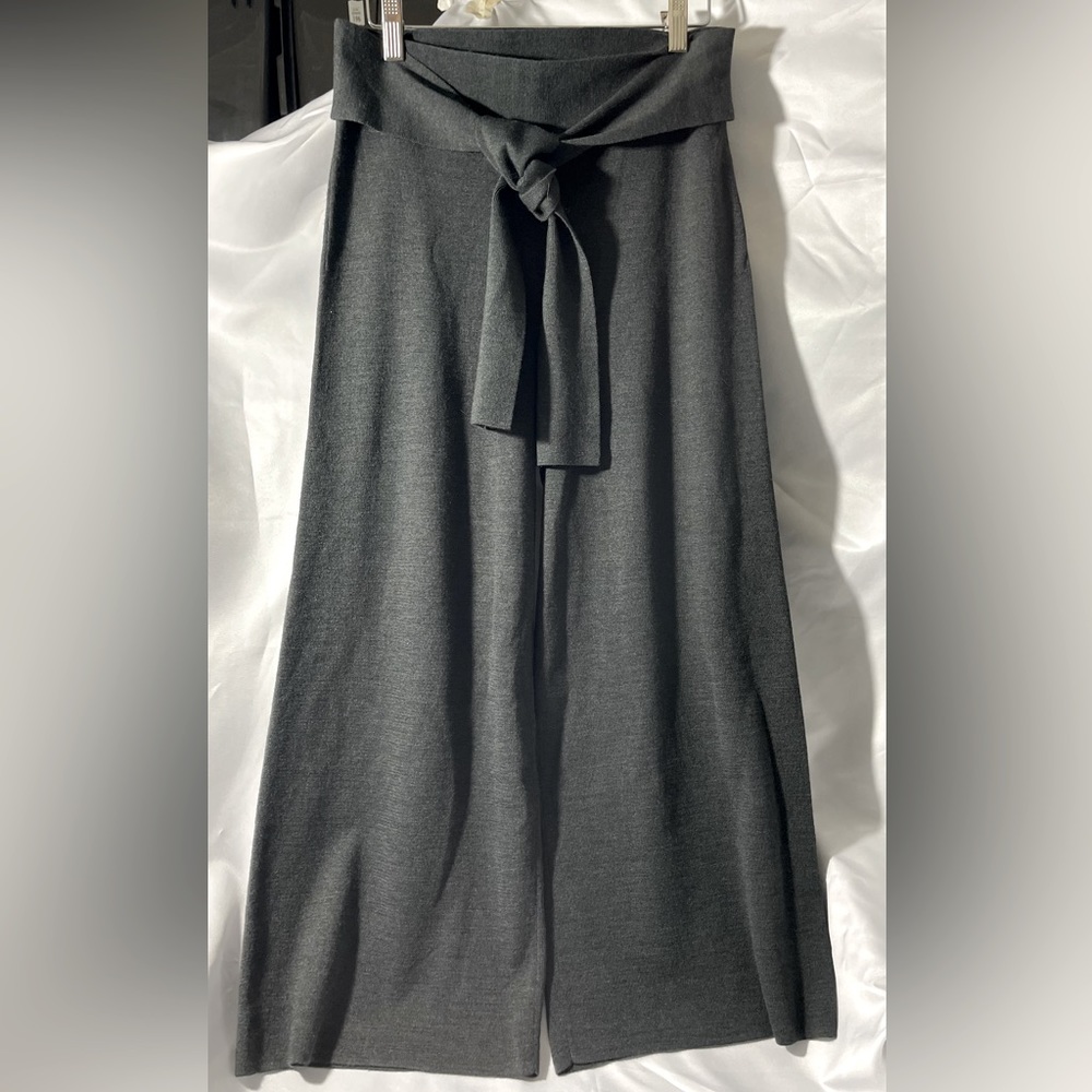 Anthropologie Moth Wool Blend Tie Front Knit Wide Leg High Waist Pant S